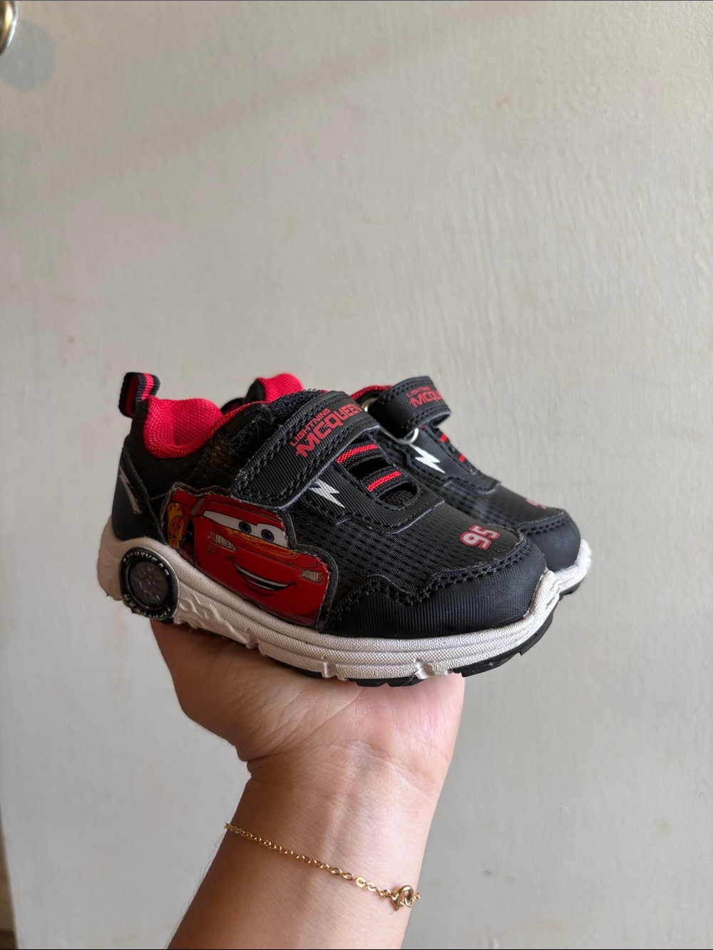 Cars Lightning McQueen Black & Red Kids Light Up Sneakers